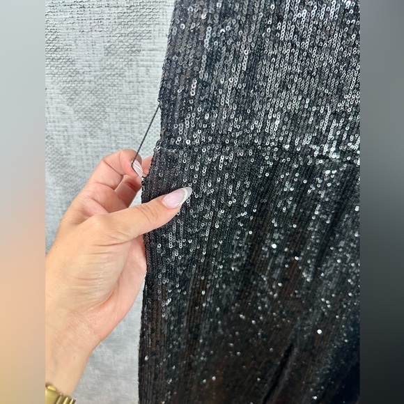 NWT Reformation black sequin wide leg Prince jumpsuit size M - Picture 3 of 10